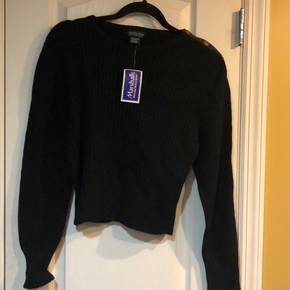 Black ribbed long sleeve sweater